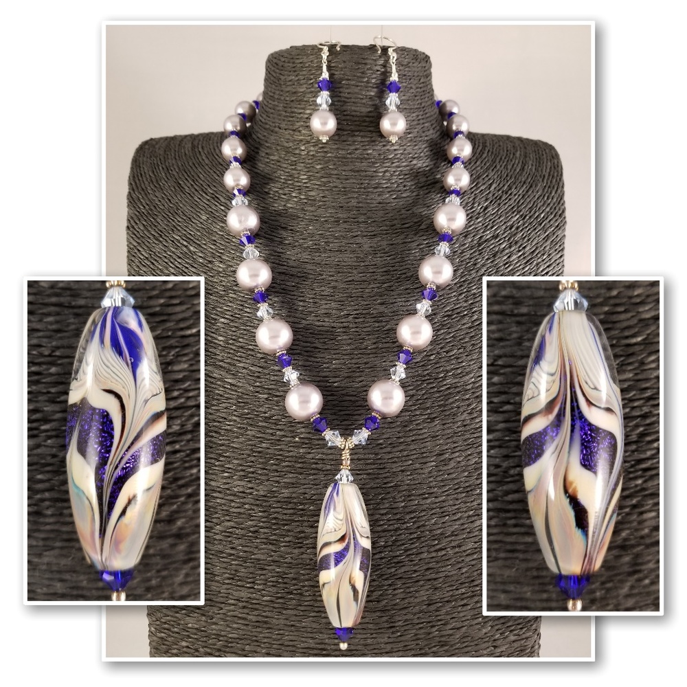 Lampwork, Swarovski Pearl & Crystal Statement Set